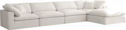 Meridian Furniture Cozy 5 Piece Velvet Modular Overstuffed Reversible Sectional