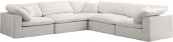 Meridian Furniture Cozy 5 Piece Velvet Modular Overstuffed Reversible Sectional Living Room