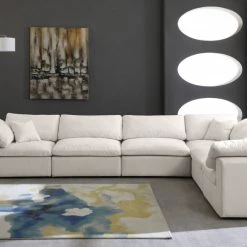 Meridian Furniture Cozy 6 Piece Velvet Modular Overstuffed Reversible Sectional