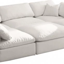 Meridian Furniture Living Room Cozy 6 Piece Velvet Modular Overstuffed Reversible Sectional