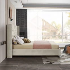 Meridian Furniture Aiden Velvet Bed Bedroom