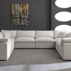 Meridian Furniture Living Room Cozy 8 Piece Velvet Modular Overstuffed Reversible Sectional