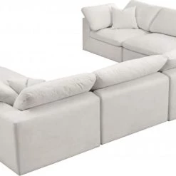 Meridian Furniture Living Room Cozy 8 Piece Velvet Modular Overstuffed Reversible Sectional