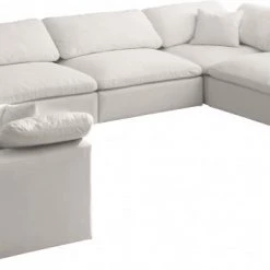 Meridian Furniture Living Room Cozy 8 Piece Velvet Modular Overstuffed Reversible Sectional