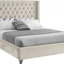 Meridian Furniture Aiden Velvet Bed Bedroom