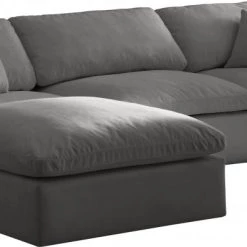 Meridian Furniture Cozy 4 Piece Velvet Modular Overstuffed Reversible Sectional Living Room