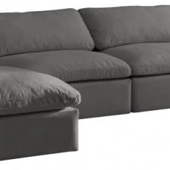 Meridian Furniture Cozy 5 Piece Velvet Modular Overstuffed Reversible Sectional