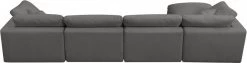 Meridian Furniture Cozy 5 Piece Velvet Modular Overstuffed Reversible Sectional