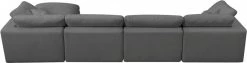 Meridian Furniture Cozy 5 Piece Velvet Modular Overstuffed Reversible Sectional