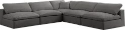 Meridian Furniture Cozy 5 Piece Velvet Modular Overstuffed Reversible Sectional