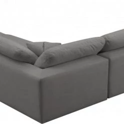 Meridian Furniture Cozy 5 Piece Velvet Modular Overstuffed Reversible Sectional Living Room