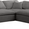 Meridian Furniture Cozy 5 Piece Velvet Modular Overstuffed Reversible Sectional Living Room