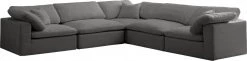 Meridian Furniture Cozy 5 Piece Velvet Modular Overstuffed Reversible Sectional Living Room