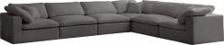 Meridian Furniture Cozy 6 Piece Velvet Modular Overstuffed Reversible Sectional