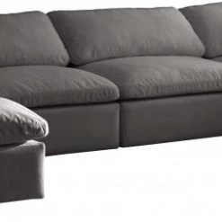 Meridian Furniture Cozy 6 Piece Velvet Modular Overstuffed Reversible Sectional