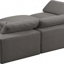 Meridian Furniture Living Room Cozy 6 Piece Velvet Modular Overstuffed Reversible Sectional