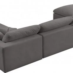 Meridian Furniture Cozy 7 Piece Velvet Modular Overstuffed Reversible Sectional Living Room