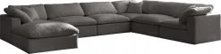 Meridian Furniture Cozy 7 Piece Velvet Modular Overstuffed Reversible Sectional Living Room