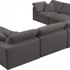 Meridian Furniture Living Room Cozy 8 Piece Velvet Modular Overstuffed Reversible Sectional