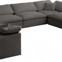 Meridian Furniture Living Room Cozy 8 Piece Velvet Modular Overstuffed Reversible Sectional