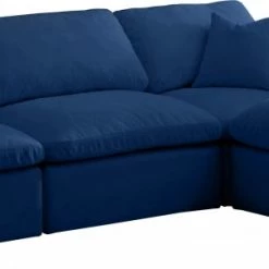 Meridian Furniture Cozy 4 Piece Velvet Modular Overstuffed Reversible Sectional Living Room