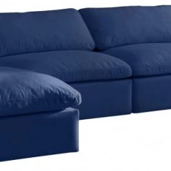 Meridian Furniture Cozy 5 Piece Velvet Modular Overstuffed Reversible Sectional
