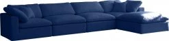 Meridian Furniture Cozy 5 Piece Velvet Modular Overstuffed Reversible Sectional