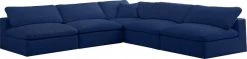 Meridian Furniture Cozy 5 Piece Velvet Modular Overstuffed Reversible Sectional