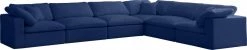 Meridian Furniture Cozy 6 Piece Velvet Modular Overstuffed Reversible Sectional
