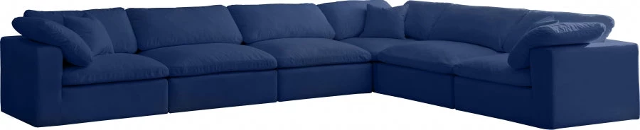 Meridian Furniture Cozy 6 Piece Velvet Modular Overstuffed Reversible Sectional