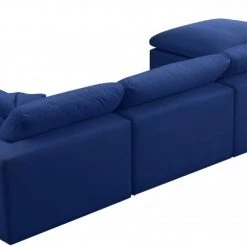 Meridian Furniture Cozy 6 Piece Velvet Modular Overstuffed Reversible Sectional