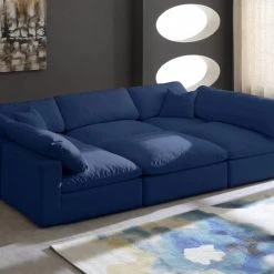 Meridian Furniture Living Room Cozy 6 Piece Velvet Modular Overstuffed Reversible Sectional
