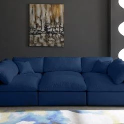 Meridian Furniture Living Room Cozy 6 Piece Velvet Modular Overstuffed Reversible Sectional