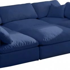 Meridian Furniture Living Room Cozy 6 Piece Velvet Modular Overstuffed Reversible Sectional