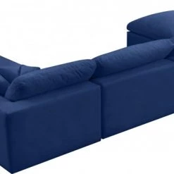 Meridian Furniture Cozy 7 Piece Velvet Modular Overstuffed Reversible Sectional Living Room