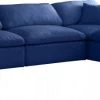 Meridian Furniture Cozy 7 Piece Velvet Modular Overstuffed Reversible Sectional Living Room