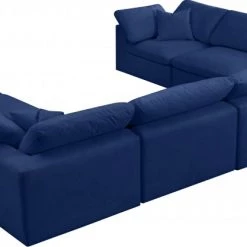 Meridian Furniture Living Room Cozy 8 Piece Velvet Modular Overstuffed Reversible Sectional