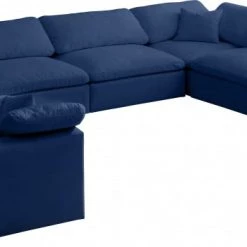 Meridian Furniture Living Room Cozy 8 Piece Velvet Modular Overstuffed Reversible Sectional