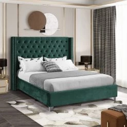 Meridian Furniture Aiden Velvet Bed Bedroom