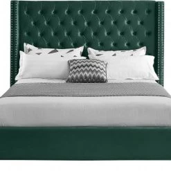Meridian Furniture Aiden Velvet Bed Bedroom