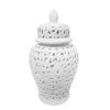 Sagebrook Home Decor Pierced White Temple Jar 24"