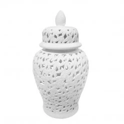 Sagebrook Home Decor Pierced White Temple Jar 24