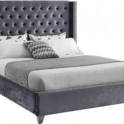 Meridian Furniture Aiden Velvet Bed Bedroom