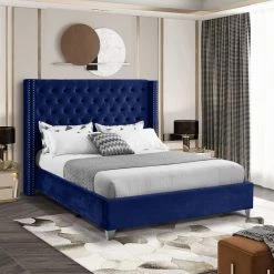 Meridian Furniture Aiden Velvet Bed Bedroom