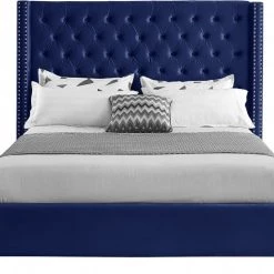 Meridian Furniture Aiden Velvet Bed Bedroom