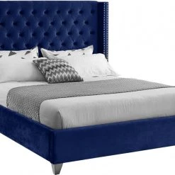 Meridian Furniture Aiden Velvet Bed Bedroom