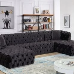 Meridian Furniture Coco Velvet 3 Piece Sectional Living Room