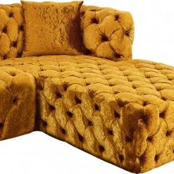 Meridian Furniture Coco Velvet 3 Piece Sectional Living Room