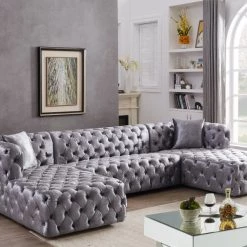 Meridian Furniture Coco Velvet 3 Piece Sectional Living Room