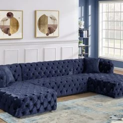 Meridian Furniture Coco Velvet 3 Piece Sectional Living Room
